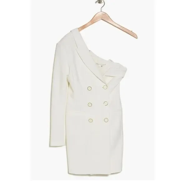 Veronica Beard Middleton Off White One-Shoulder Blazer Dress 10 - Picture 11 of 11